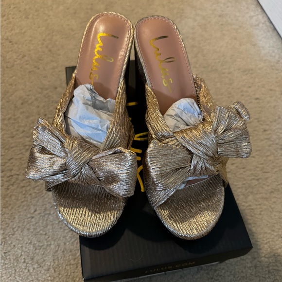 NWT Lulus Dorothea Gold Knotted High Heel Sandals - Picture 9 of 9